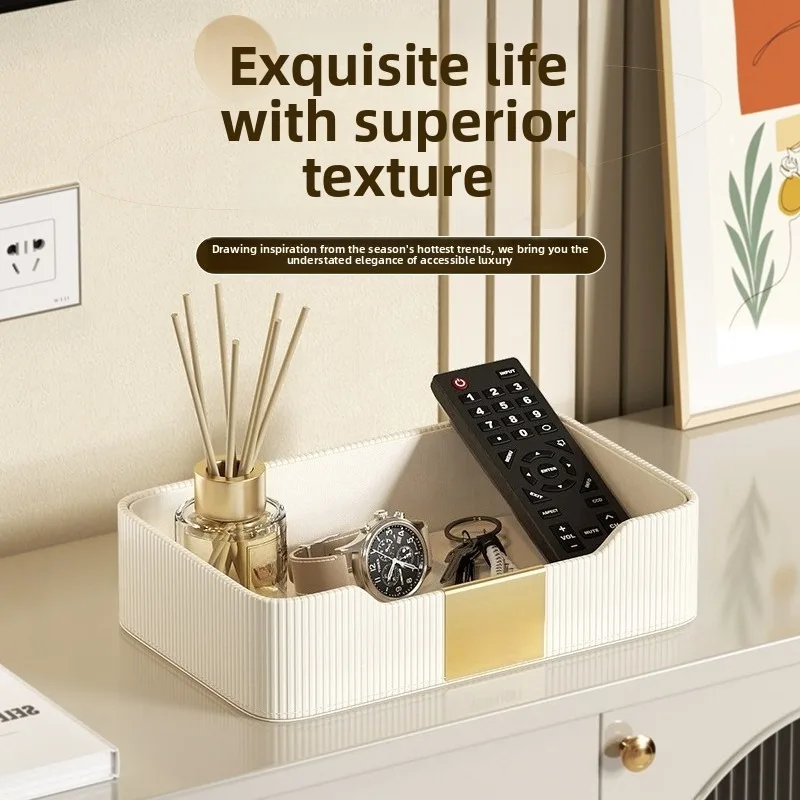 

PU Leather Desk Tray - Multi-Level Organizer for Keys/Wallet/Electronics, Luxury Display Stand for Watch & Eyewear jewelry dish