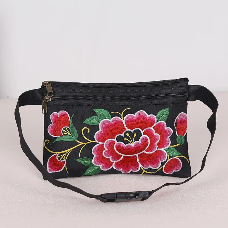 National Women Ethnic Style Peony Min Shoulder Bag Embroidery Crossbody Handbag Tote Random Color Portable 2023 New Embroidered