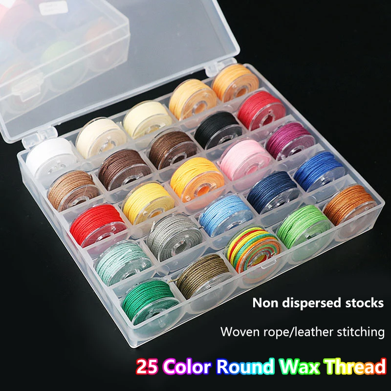 25 Color 0.45mm 0.55mm 0.65mm Circular Braided Rope Hand Made Wax Thread Hand Sewn Leather Woven Wax Rope Set