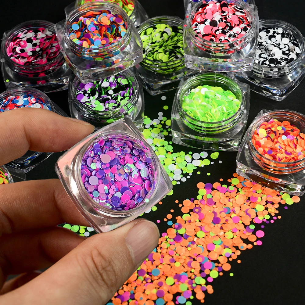 

5/12pcs Mixed Round Star Luminous Nail Art Sequins Charms Colorful Chunky Nail Glitter Flake Sparkling Slices Nail Accessories&3