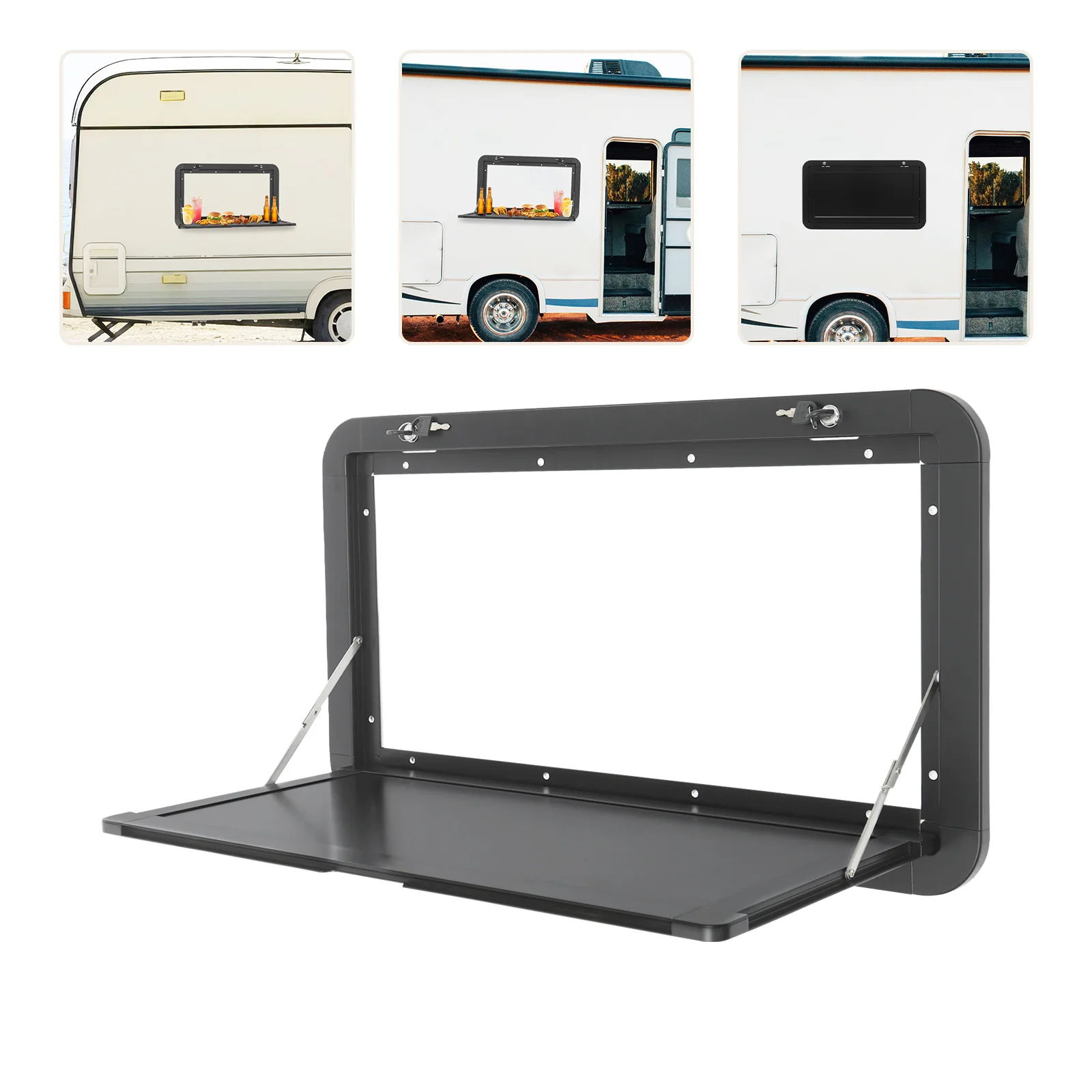 طاولة طعام خارجية قابلة للطي مثبتة على مقطورة من RV مع مزالج قفل سعة تحميل 55 رطلاً ومقطورة 27.95 × 14.17 بوصة #1