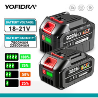 YOFIDRA Rechargeable Battery 22500mAh 15000mAh Lithium Ion Battery 128VF 388VF 928VF Li-ion Batteries For Makita 18v battery Pin