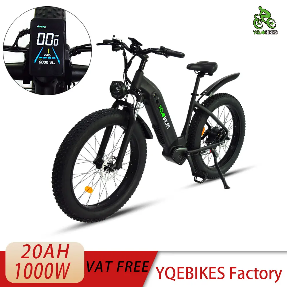 New 1000W Electric Bicycle Mountain Fat Bike 90KM Electric Bicycle Adult 26*4.0 Fat Tires Snow E-Bike MTB OFF-Road Electric Bike