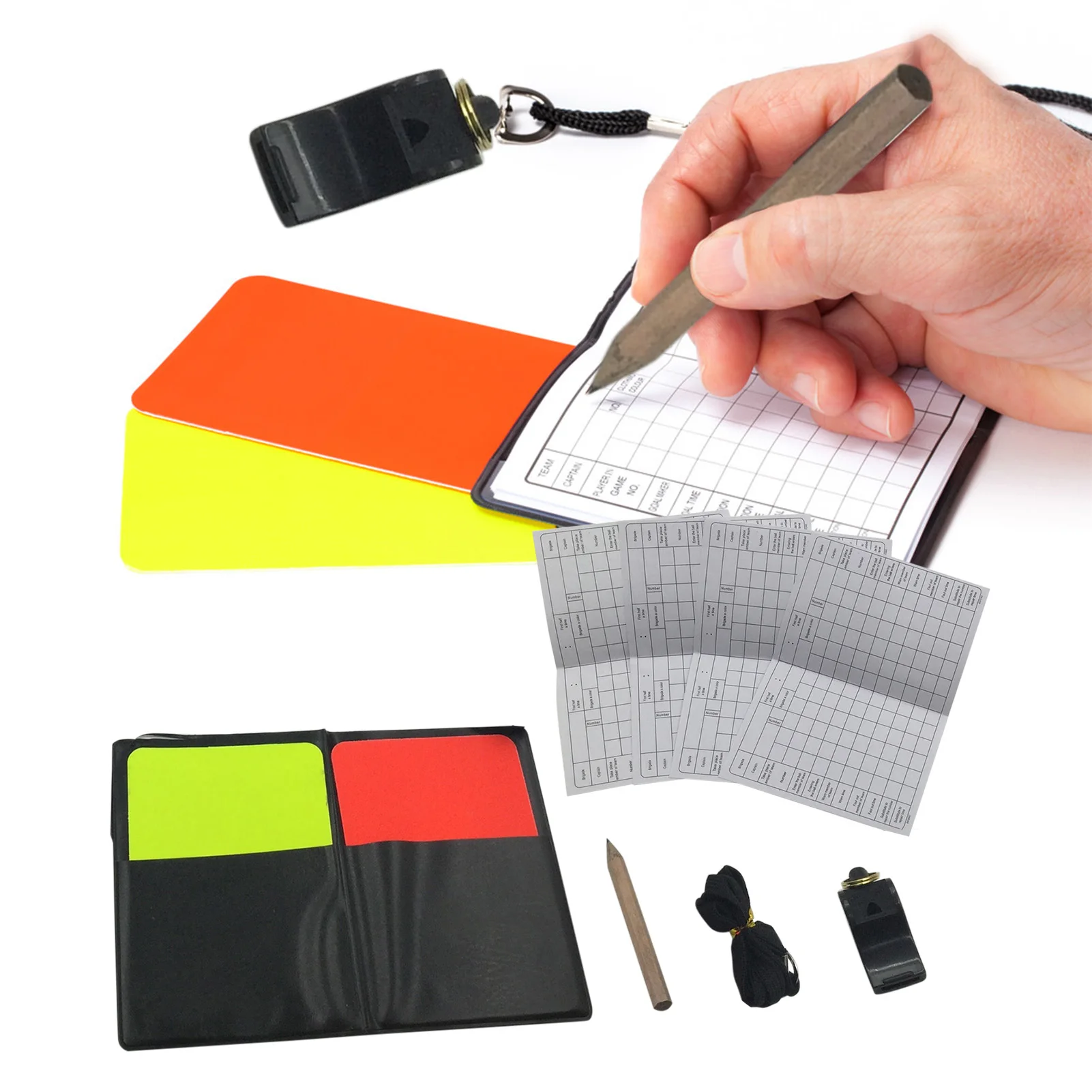 Football Soccer Referee Card Sets Warning Referee Red And Yellow Cards With Wallet Score Sheets Notebook Judge Accessories