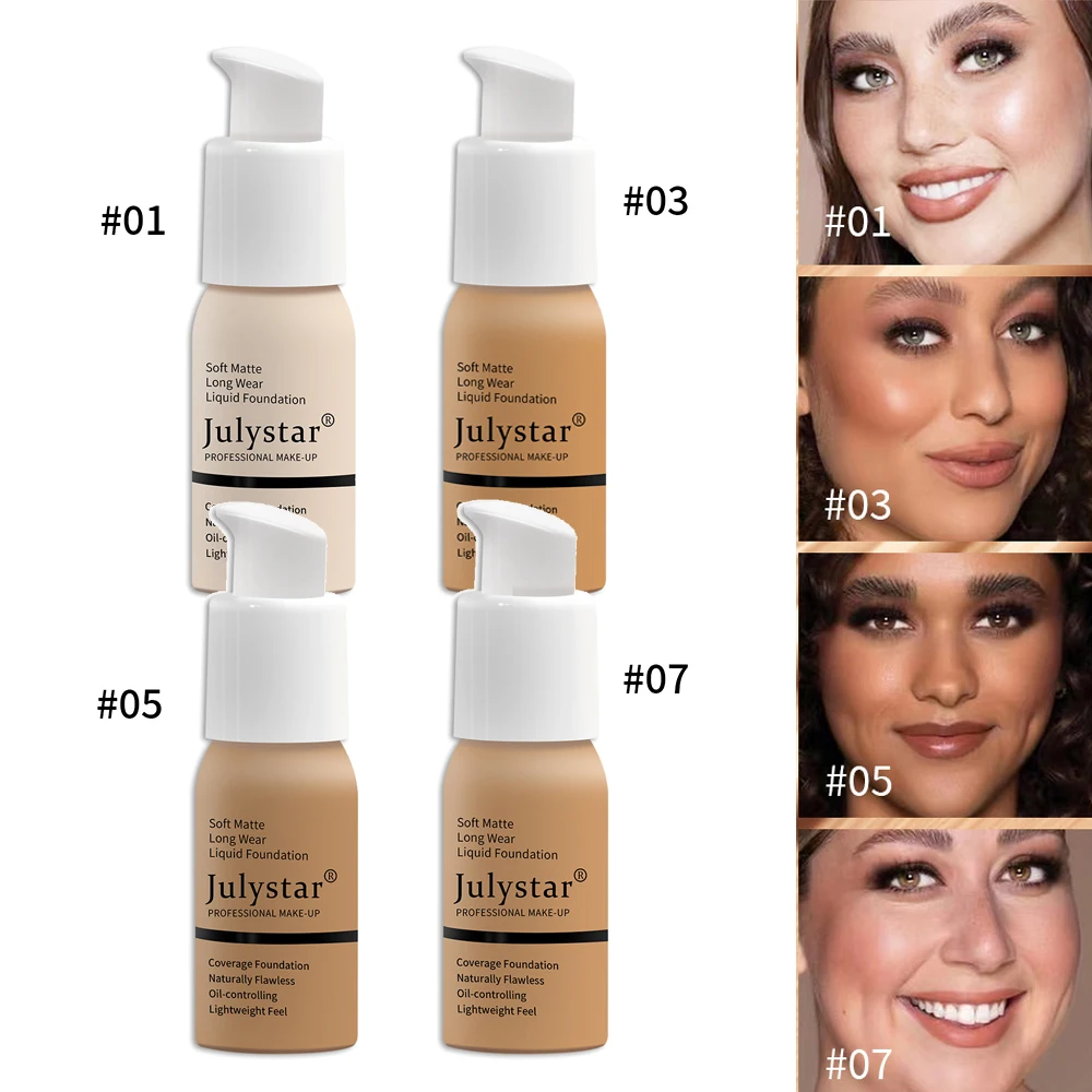 

30ml Natural Base Makeup Professional Matte Liquid Foundation Cream Finish Makeup Waterproof Concealer Maquiagem ,Promotion