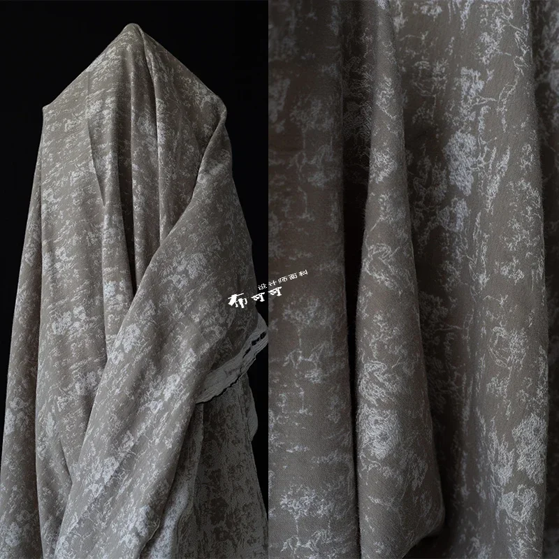 

Grey Flowers Chinoiserie Style Jacquard Fabric Hanfu Art Designer Fashion Cloth for Diy Sewing Per Meter Polyester Material