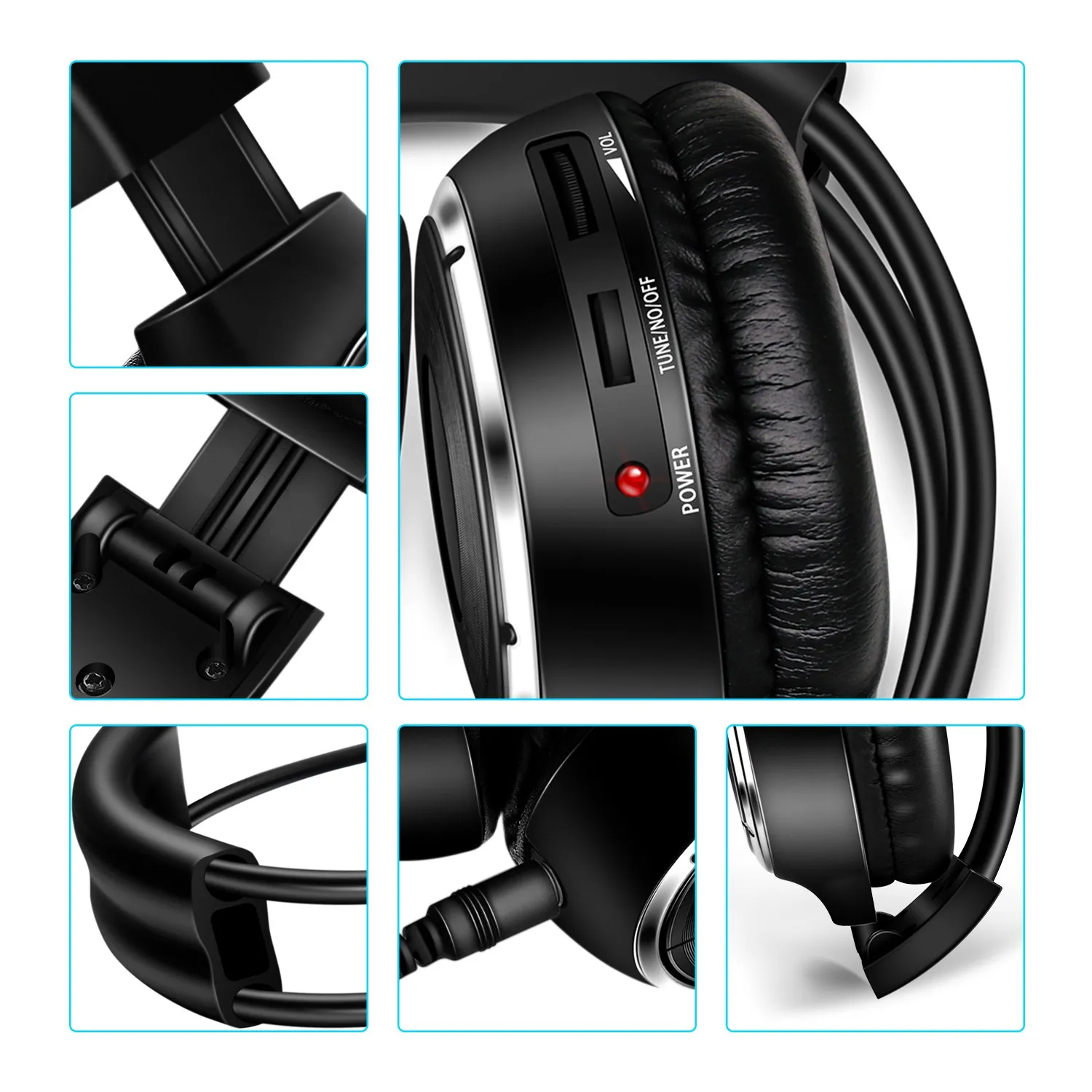 3 - سماعات رأس لاسلكية قابلة للطي من قناة صامتة ديسكو 10 قطع للمنزل Parites Conference Chech Education بدون جهاز إرسال