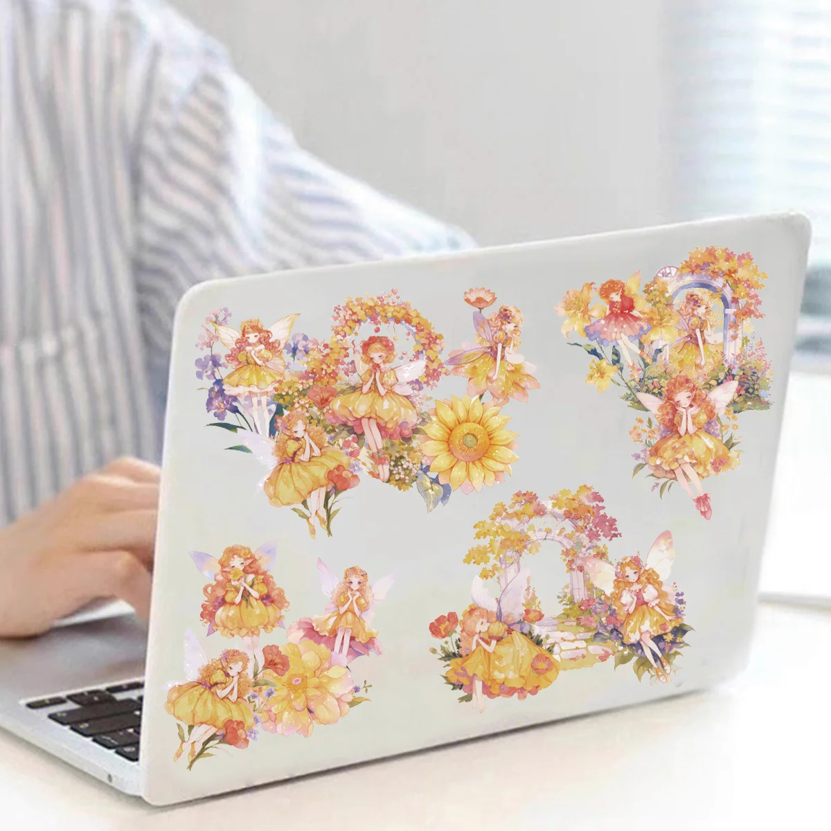 Etori Life زهرة التحوط أرض الخيال أقحوان قزم مع بوابة الأزهار نمط ملصقات خمر لمستلزمات سكرابوكينغ، عشاق الملصقات، أجهزة الكمبيوتر المحمولة، ملصقات الهاتف، اللوازم المدرسية، ملصقات الفتاة