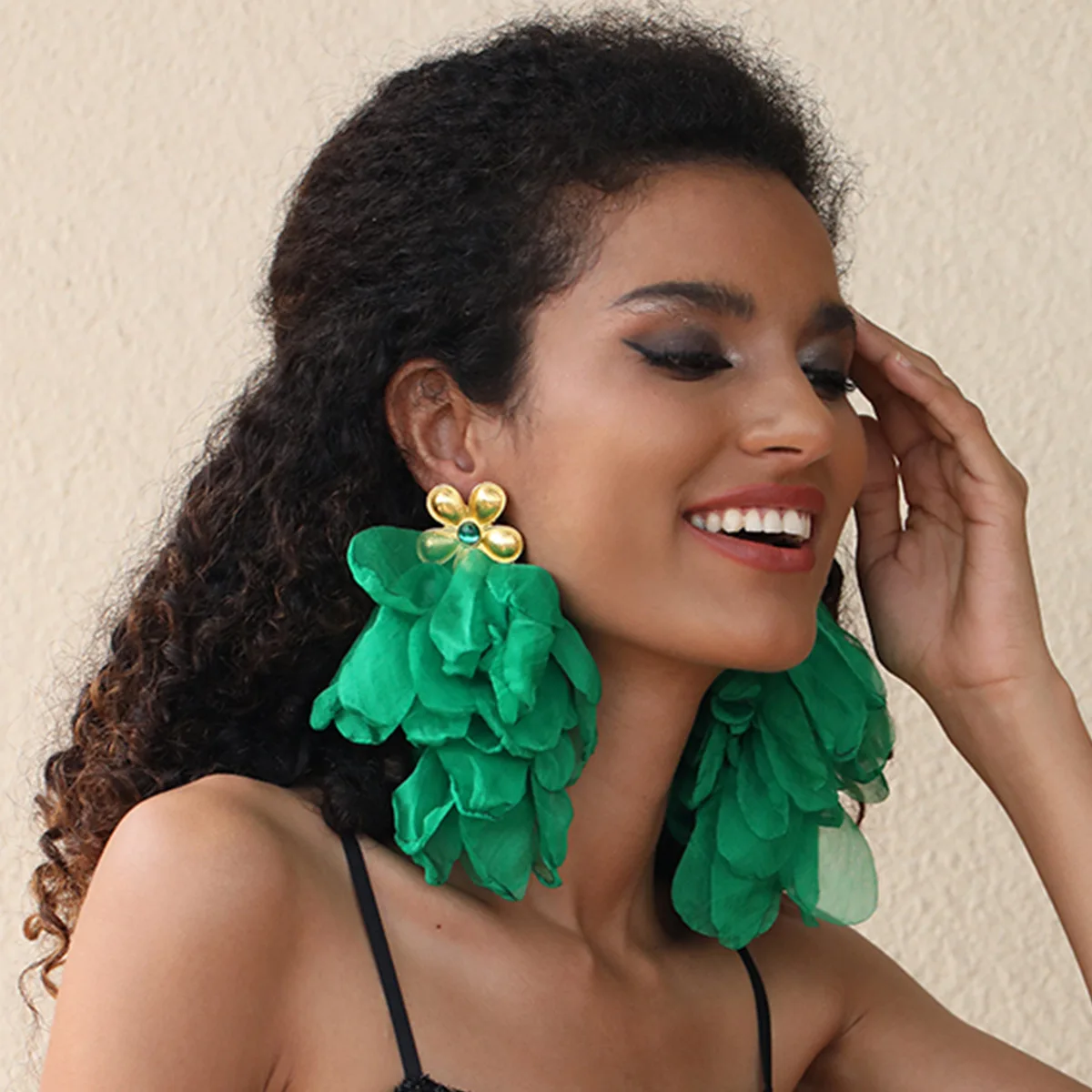Bohemian Leaves Tassels Big Flower Dangle Earrings For Women Girl Trendy Luxury Vintage Fairy Wedding Party Jewelry