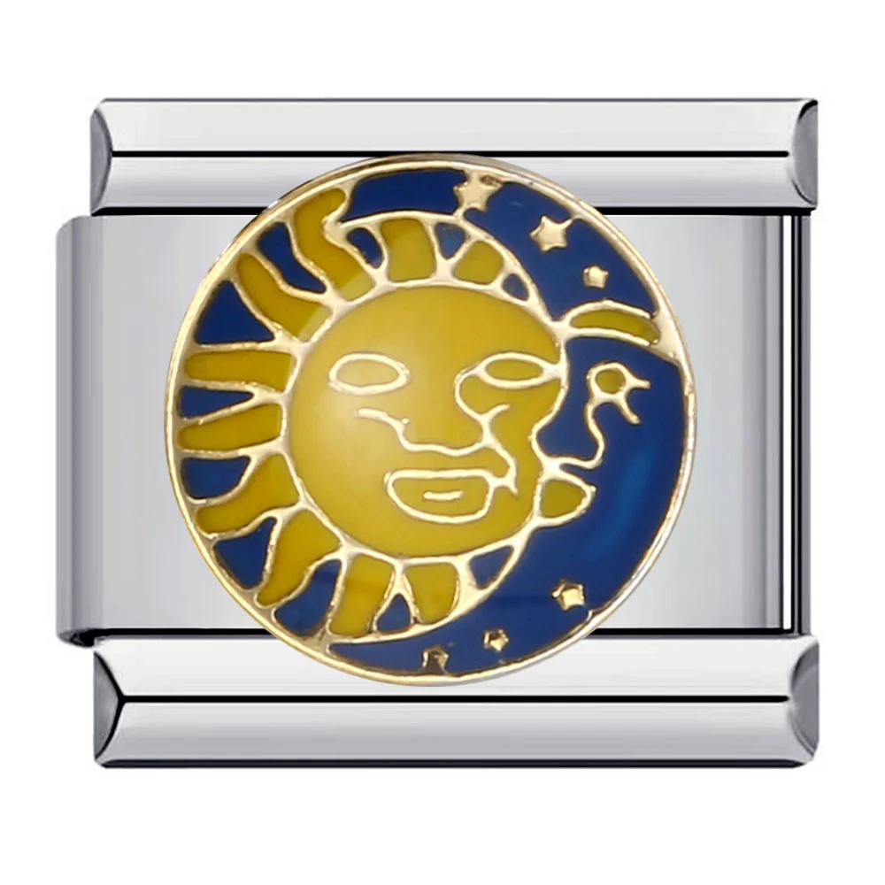 URING Cute Star Moon Sun Style Italian Charm Link Fit 9mm Bracelets Stainless Steel DIY Making Fashion Jewelry for Women Men