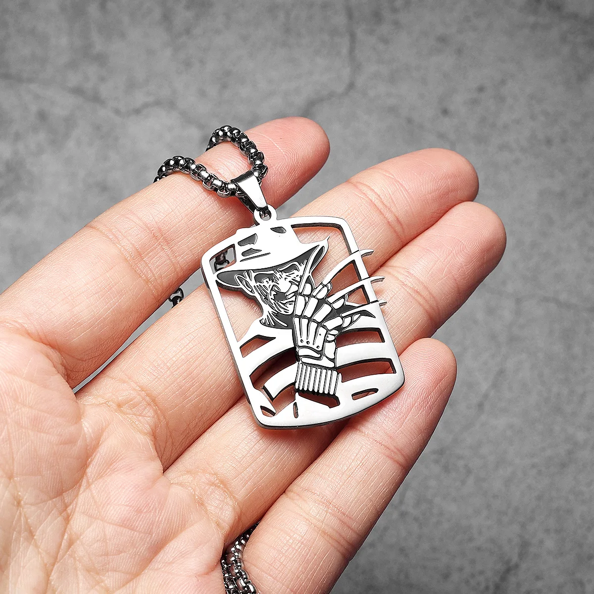 Nightmare Street Freddy Krueger Hollow Men Necklaces Stainless Steel Pendant Chain Women Punk Fashion Jewelry Halloween Gifts