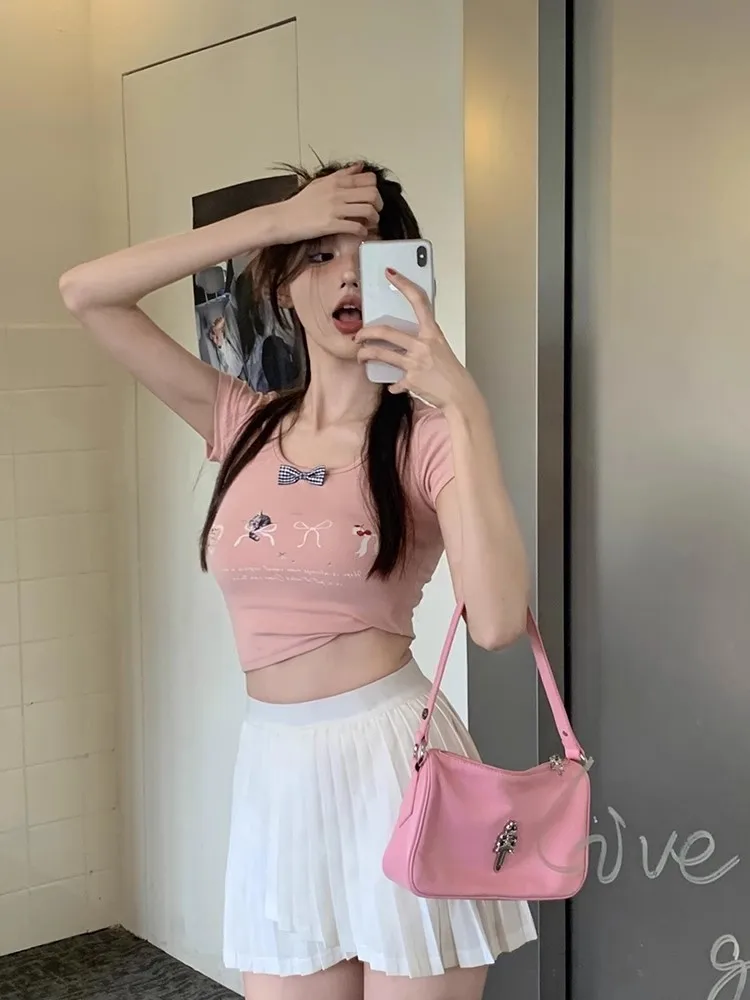 تي شيرت نسائي قصير الأكمام بلون النيلي ملابس علوية من القطن فضفاضة تناسب الصيف كاجوال قابلة للتنفس ناعمة ومريحة وبسيطة وعصرية يوميًا #4