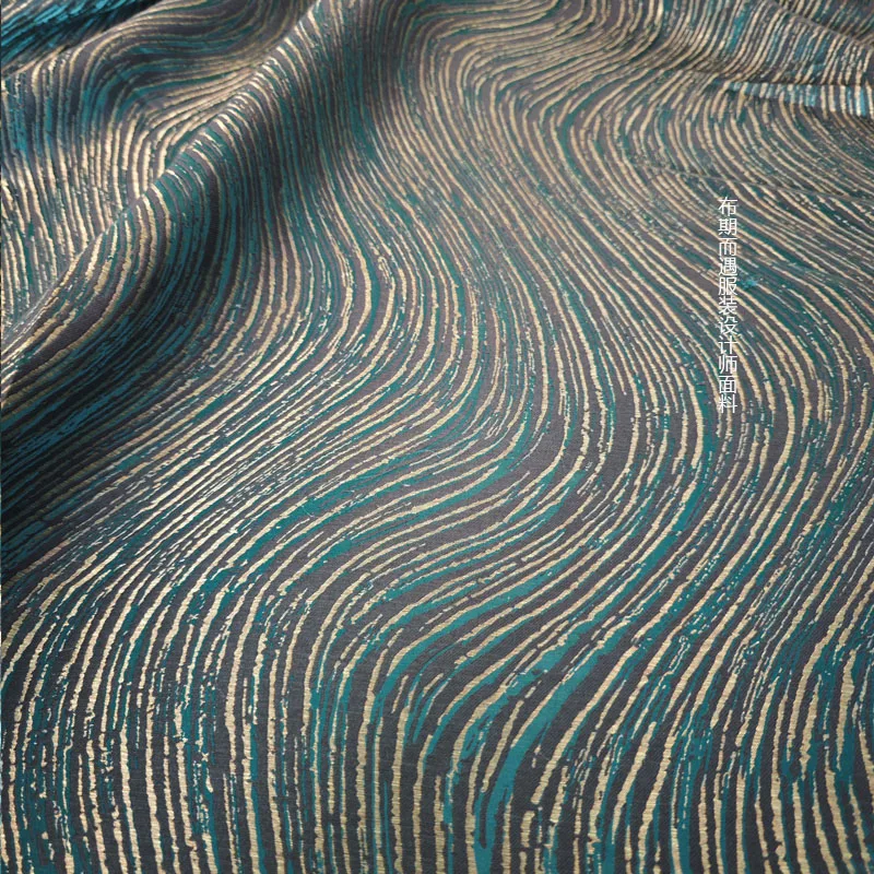 Jacquard Fabric Water Ripple Pattern Gold Thread Designer Fashion Creative Apparel Sewing Fabric Cloth for By Meter Diy Material