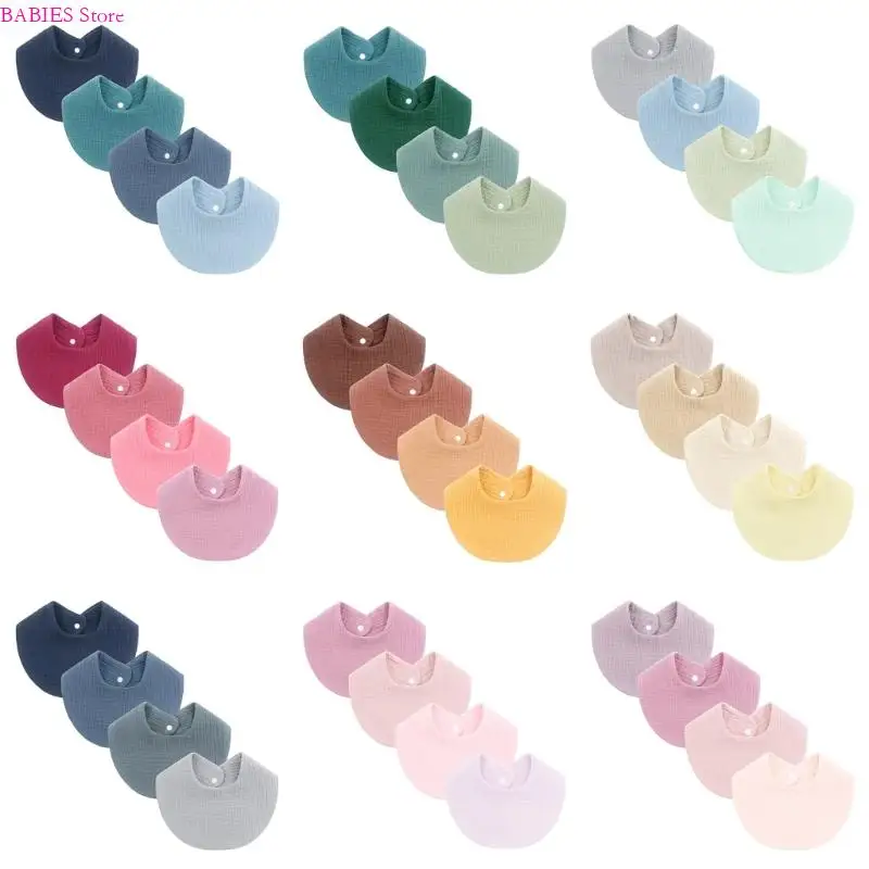 

C9GB Set of 4pcs Soft Cotton U Shaped Baby Bib Leakproof Design Burp Cloths for Sensitive Skin Infants and Toddler