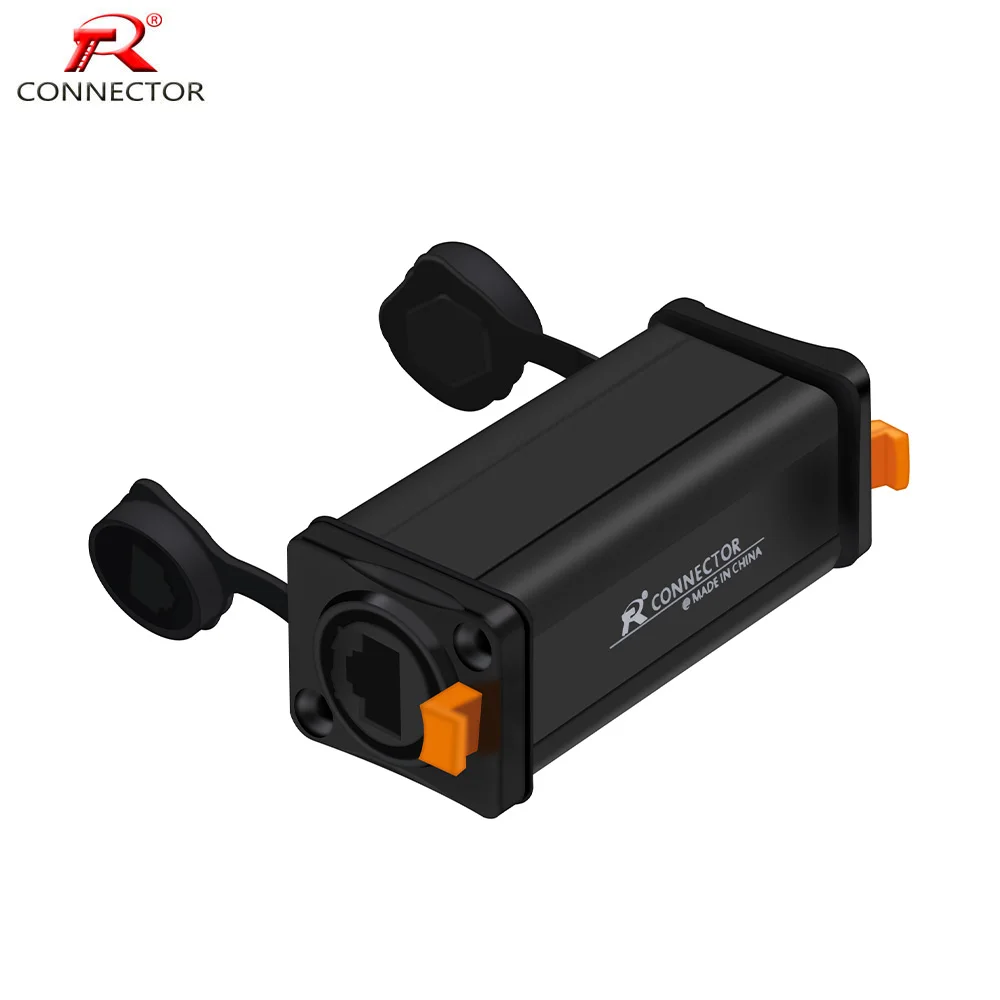 2pcs Waterproof RJ45 Female to Female Ethernet Connector Electronic Housing Case Coupler Straight Adapter Panel Mount Converter