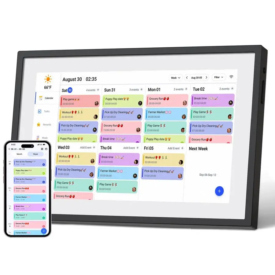 

inch Digital Calendar amp Chore Chart,Smart Touchscreen Interactive Display for Family Schedules, Digital Photo Frame Functon, G