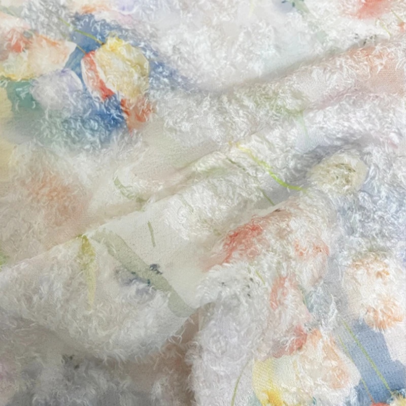 

Chic Tulip Jacquard Chiffon Fabric Short Furry Retro Chiffon Fabric For Diy Shirt Hanfu Dress Upholstery Clothes Sewing Crafts