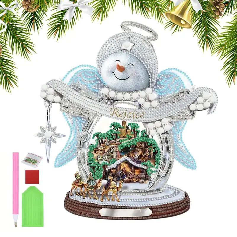 5D Special Shape Rhinestones 5D DIY Christmas Atmospheric Rhinestone Snowman Painting Tabletop Ornaments For Livingroom Bed Room