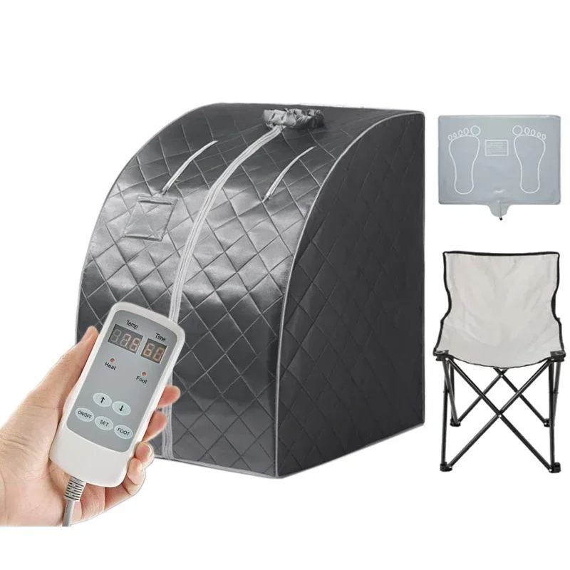 

Инфракрасная палатка для сауны для дома, одного человека, домашняя спа-палатка для всего тела с подогревом для ног, усиленный складной стул с дистанционным управлением