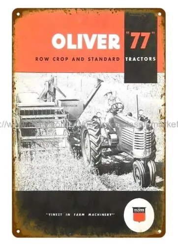 home decor vases 1951 THE OLIVER ROW-CROP STANDARD 77 TRACTOR metal tin sign