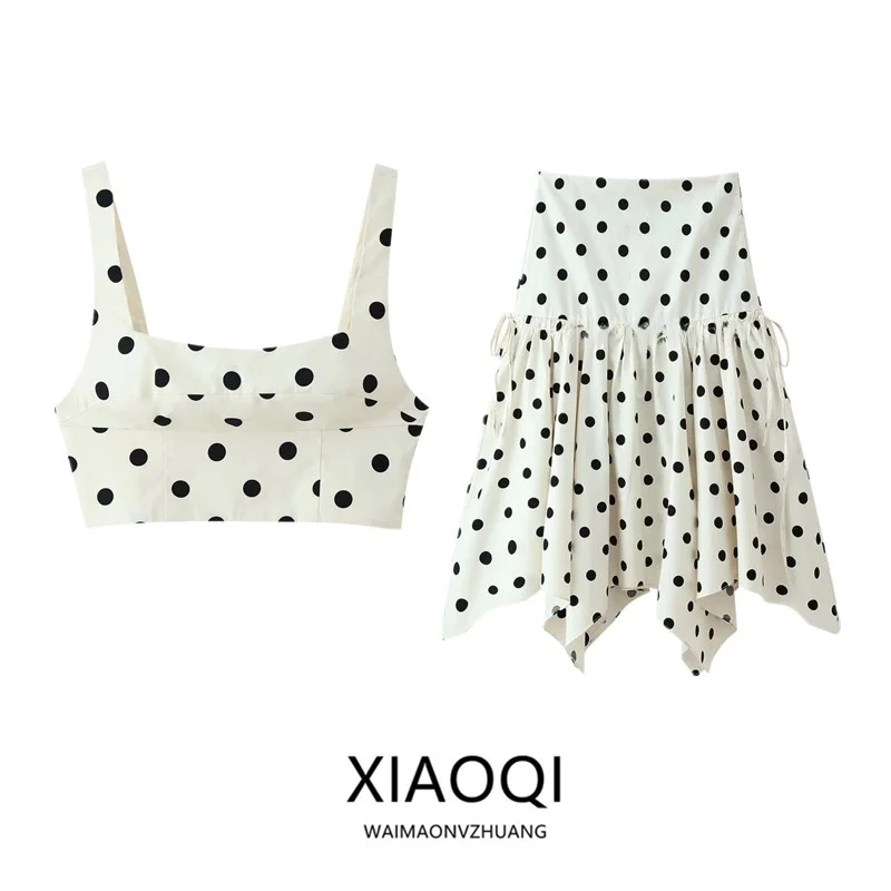 

Новинка! Женская асимметричная юбка миди в горошек с узлом, коллекция Весна-Лето 2026. Дизайнерская модель.