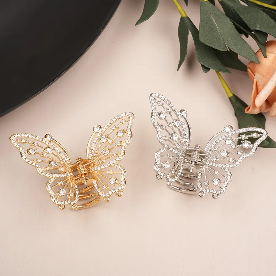 

DS NEW Sweet Elegant Alloy Butterfly Hair Claw Rhinestone Claw Clip 6.5CM Small Crab Hair Clip Hair Accessories for Women Girls