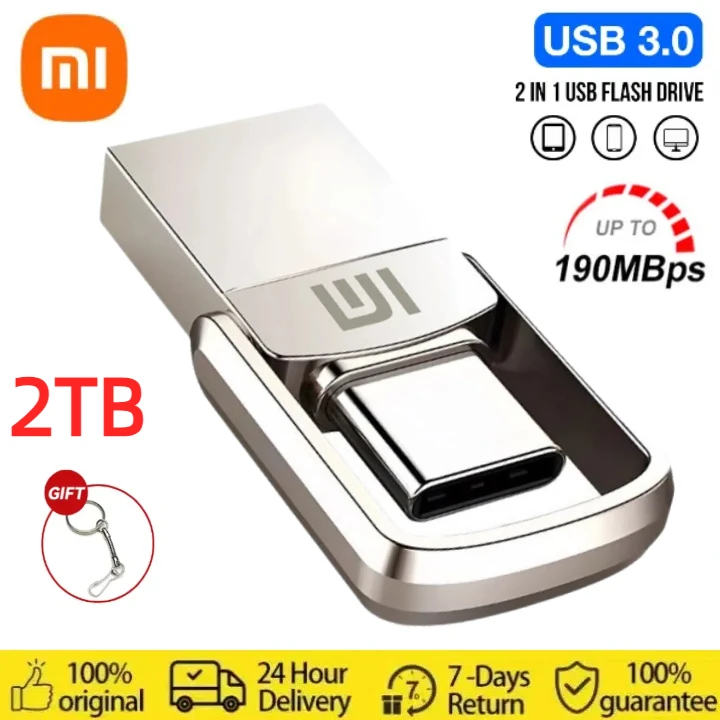 USB-флеш-накопитель Xiaomi 2 ТБ U, USB 3,0, 1 ТБ, 1 ТБ, Type-C, высокоскоростной флеш-накопитель, 128 ГБ, металлические водонепроницаемые USB-накопители, USB-накопитель