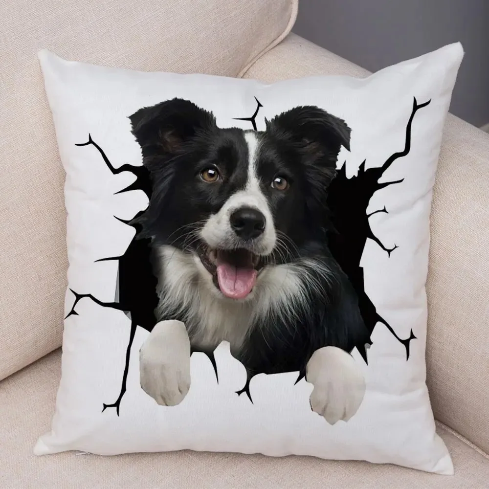 New Funny Dog Print Decorative Pillowcase Fashion Bedroom Sofa Lumbar Cushion Cover Car Home Decoration Pillowcase 45x45cm