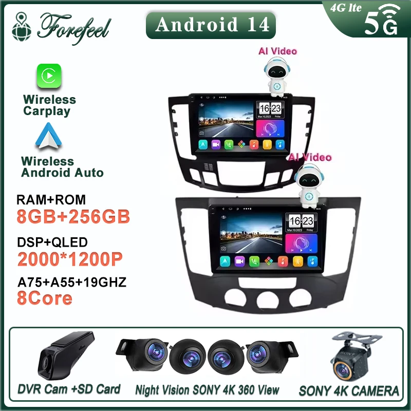 Android 14 For Hyundai Sonata NF 2008 - 2010 Monitor Screen TV Multimedia Autoradio Navigation Stereo Radio Car GPS Video Player