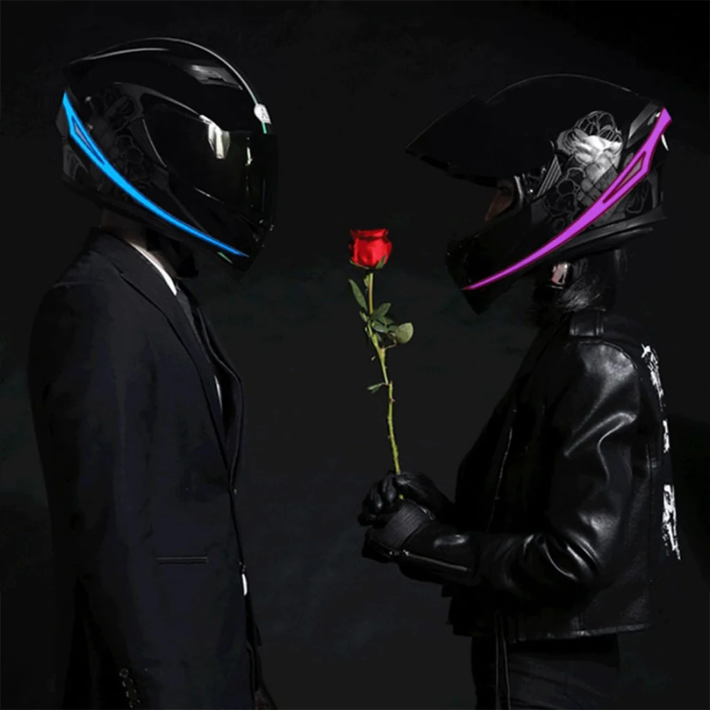 جديد دراجة نارية خوذة الباردة ضوء طقم عصري وامض شريط مضيئة ملصق LED ليلة ركوب أضواء دراجة نارية خوذة الديكور #1