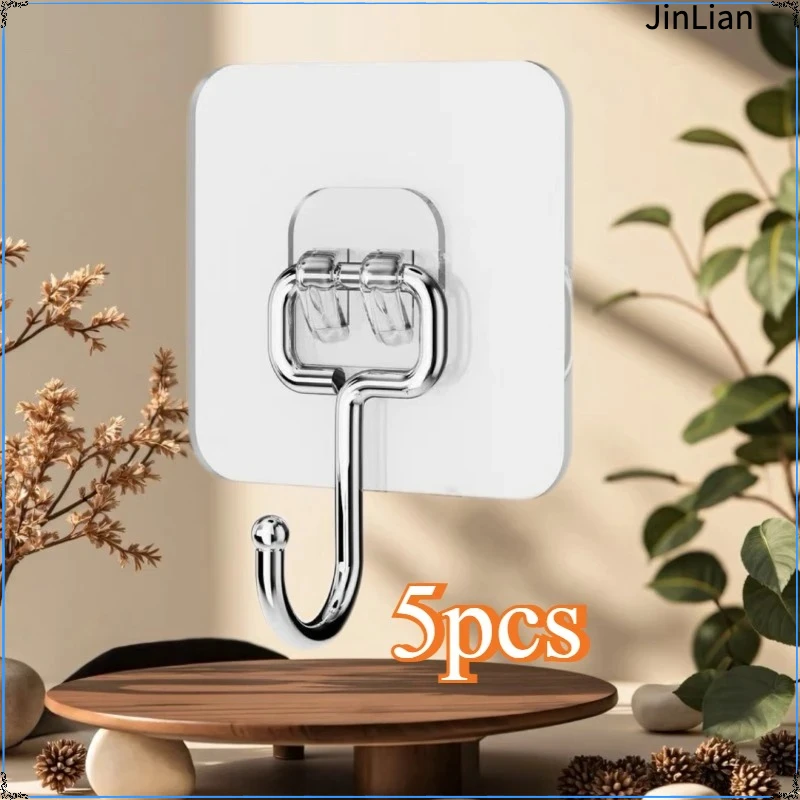 5-20PCS Self Adhesive Hooks Rotating Waterproof Strong Sticker Holder Wall Door Storage Hanging Hook Kitchen Bathroom Organizer