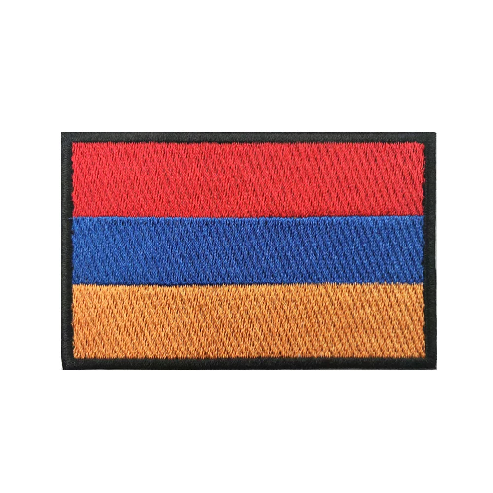 1PC Armenian Flag Armenia Armband Embroidered Patch Hook & Loop Or Iron On Embroidery  Badge Cloth Military Moral Stripe