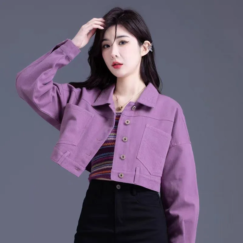 

2026 New Spring Autumn Jeans Jacket Coat Top Women Fashion Multicolored Short Cowboy Denim Jacket Outerwear Korean Style Female