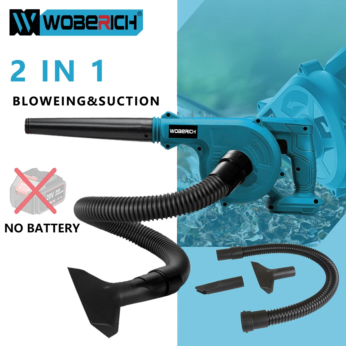 

WOBERICH Electric Blower Cordless Efficient Leaf Snow Dust Blowing Cleaning Power Tools For Makita 18V Battery