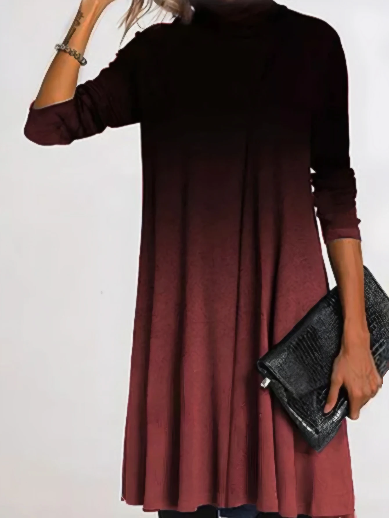 Elegantes Damen-Minikleid mit Stehkragen, Herbststreifen, langärmelig, französischer Stil, anständige Partykleidung