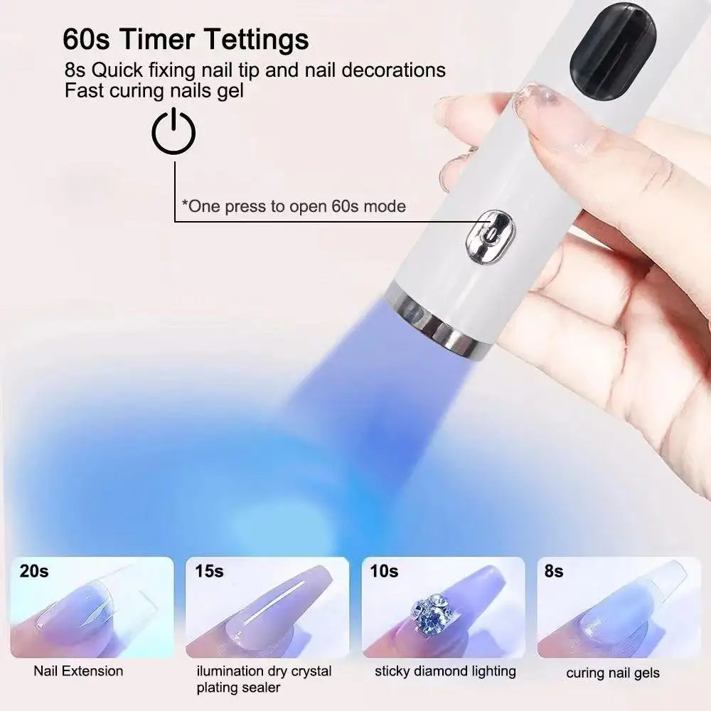 Manicure 1-Character Lamp Portable Small Power Storage Handheld Phototherapy Machine Curing Nail Polish Glue Drying Nail Baking Lamp Manicure Phototherapy Lamp