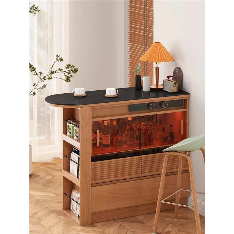 Living room black walnut dining side cabinet, small apartment storage cabinet