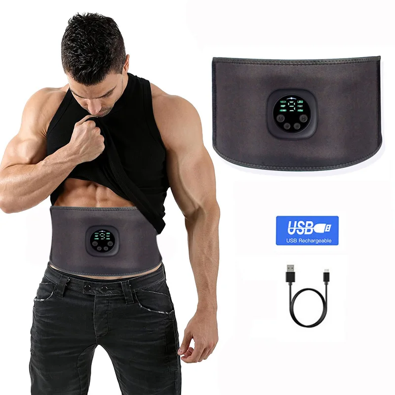 EMS Muskelstimulator Bauchstraffung Gürtel Muskeltoner Smart Abs Trainer USB Aufladen Gewichtsverlust Home Gym Fitnessgeräte