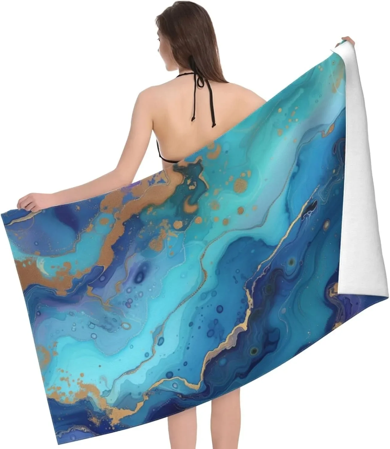 Blue Marble pattern Beach Towel for family friends Gifts Towel Quick-Dry Towel For Bath Yoga Tourism Beach GYM Camping Swimming