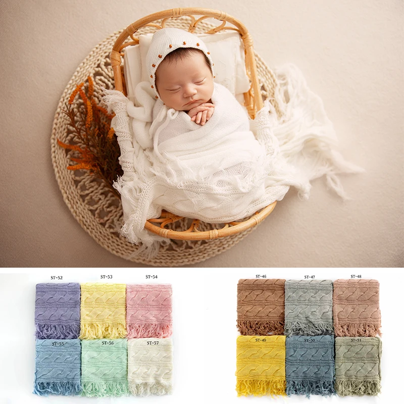 30×80cm Hand-woven Blanket Newborn Photography Prop, Basket Liner Mat Backdrop Fabric Multi Colors Infant PhotographyAccessories