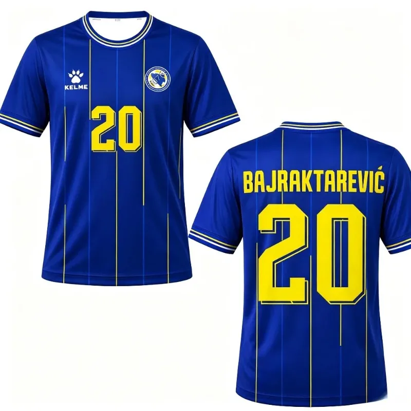 Bosnia Herzegovina‑Inspired Fan Soccer Jersey No.11 Blue Striped 3D Print Quick‑Dry Breathable Unisex Supporter Sports T‑Shirt view 2