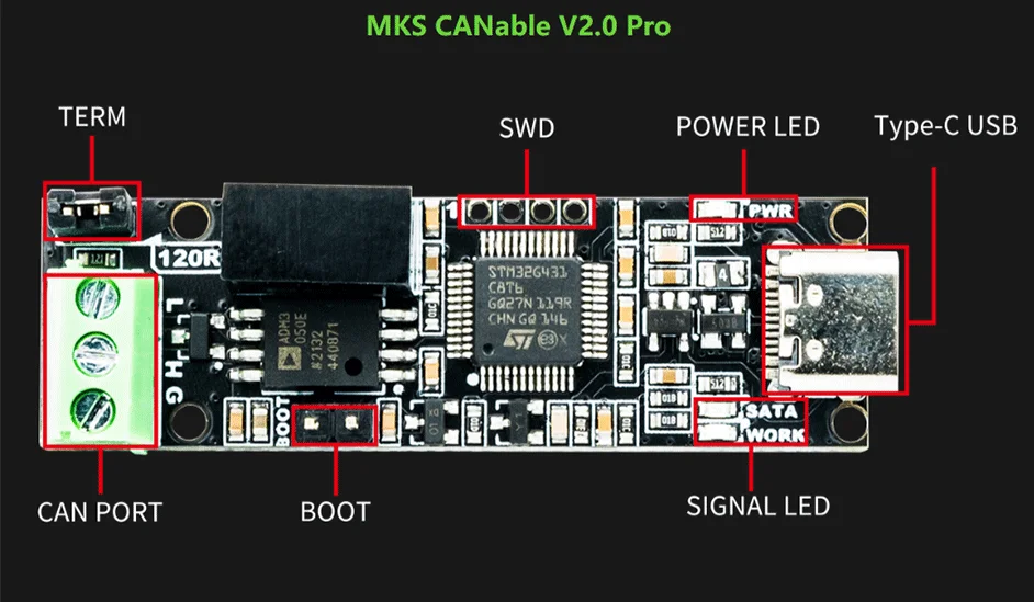MKS CANable 2.0 USB zu CAN Adapter Analysegerät CANFD SLCAN SocketCAN CANdleLight Klipper 3D-Drucker-Teile – Detail 14