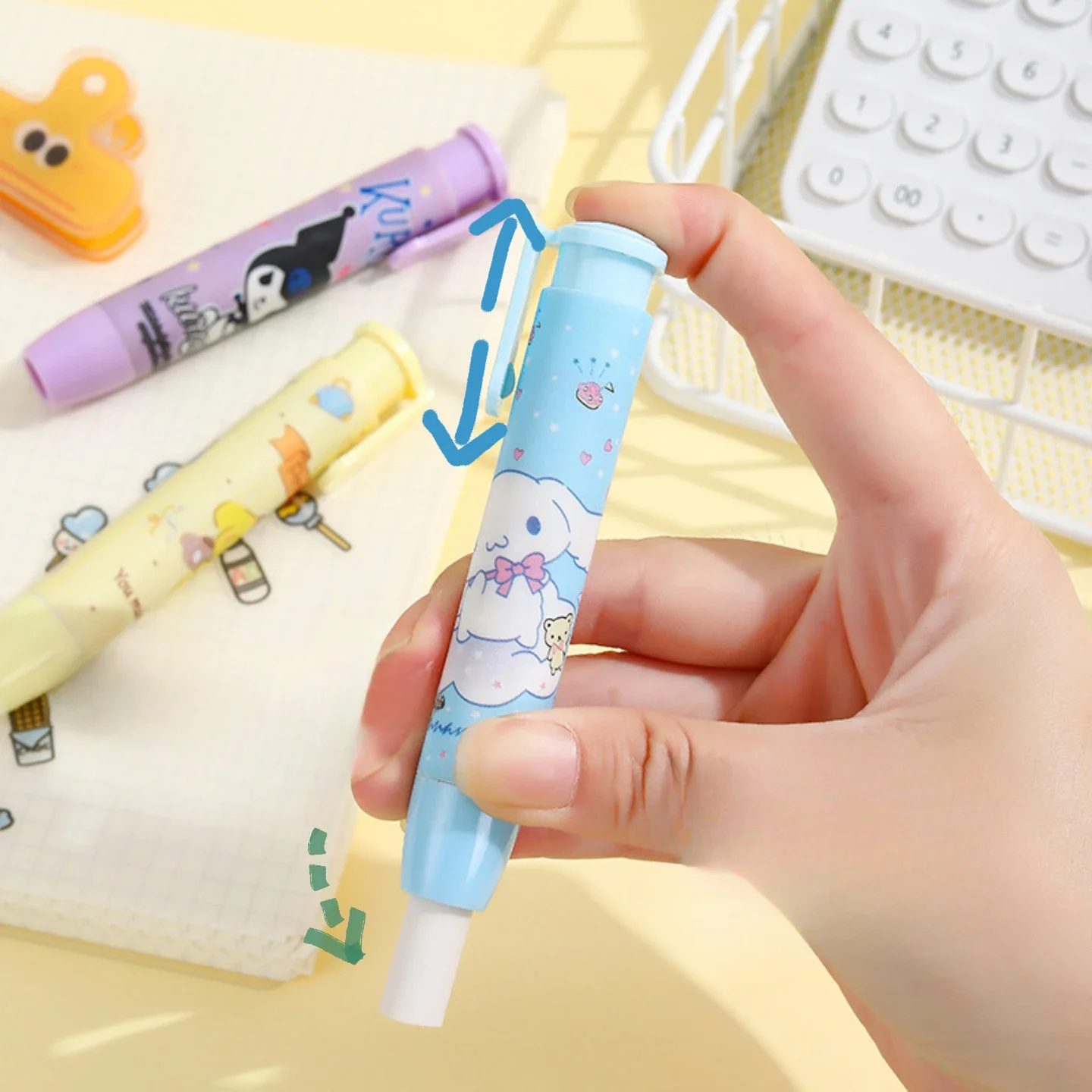 Wholesale Sanrio Anime Cartoon Push Eraser Hello Kitty Cinnamoroll Cute Creative Children Eraser Stationery Cute Girly Heart