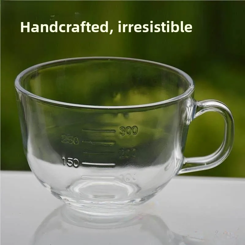 

Office Use Glass Cup with Sc Water Cup Food ade Heat Resistant Milk Coffee Measurement Cup Covered for Home And Restaurant