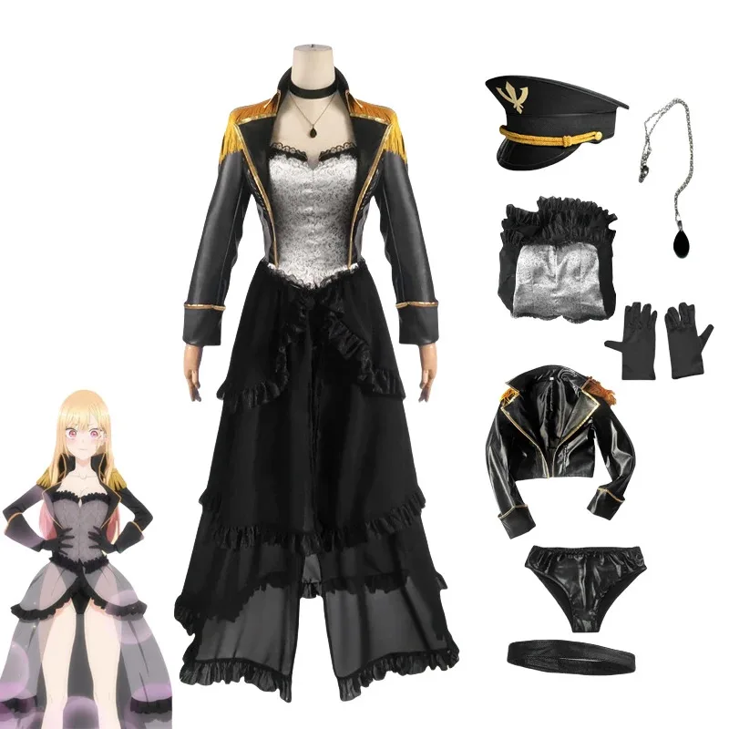 Meu vestido querido cosplay traje kitagawa marin uniforme militar sexy preto lobelia neo cosplay sono bisque boneca wa koi wo