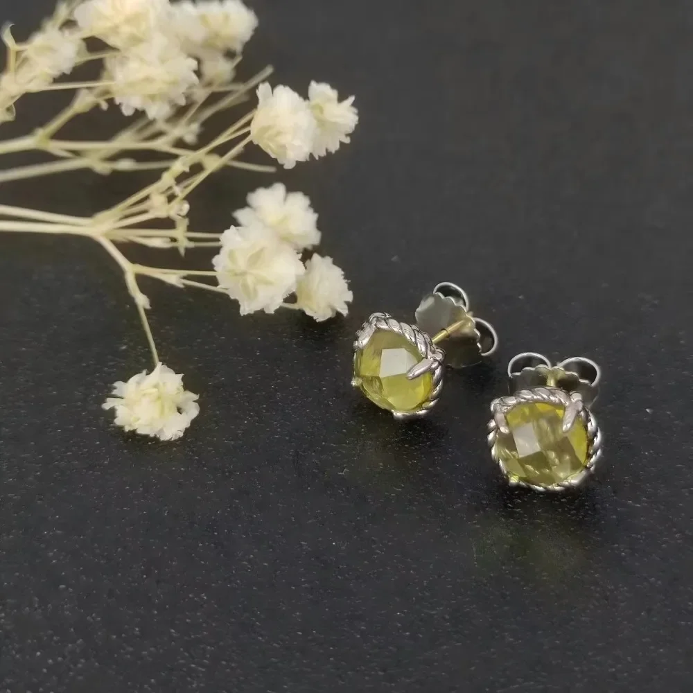 

Fine Jewelry Sterling Silver Stud Earrings Colorful Natural Gemstones Earrings for Women Engagement