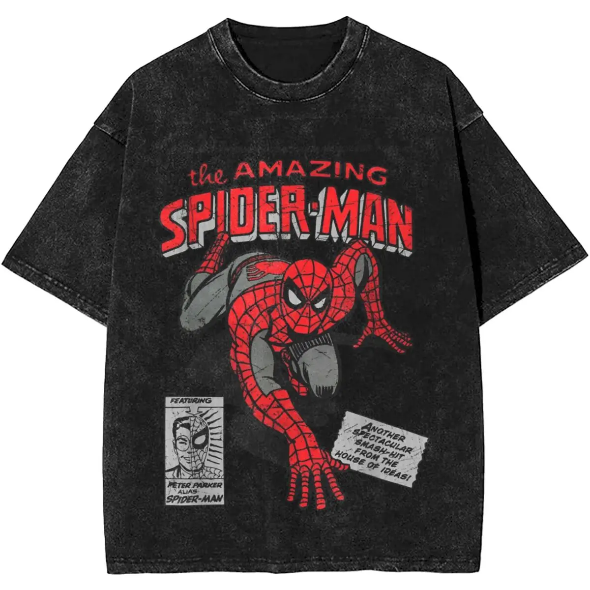 

New Arrival Spider-Man Retro Comic Shirt Outfit Men Women Spiderman Washed Tees Oversize T-shirt