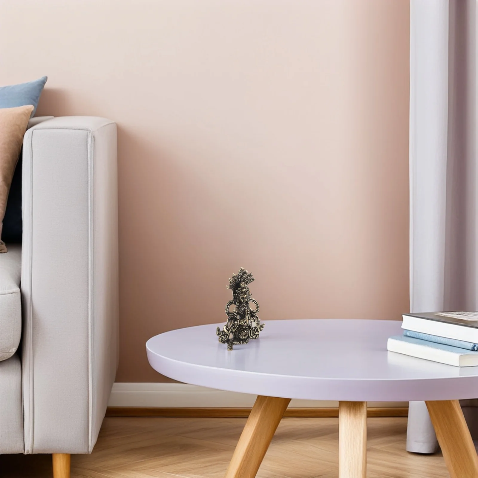 Brass Medusa Snake Goddess Statue Vintage Hand Painted Sculpture Table Decoration Blessing Ornament Feng Shui Home Decor