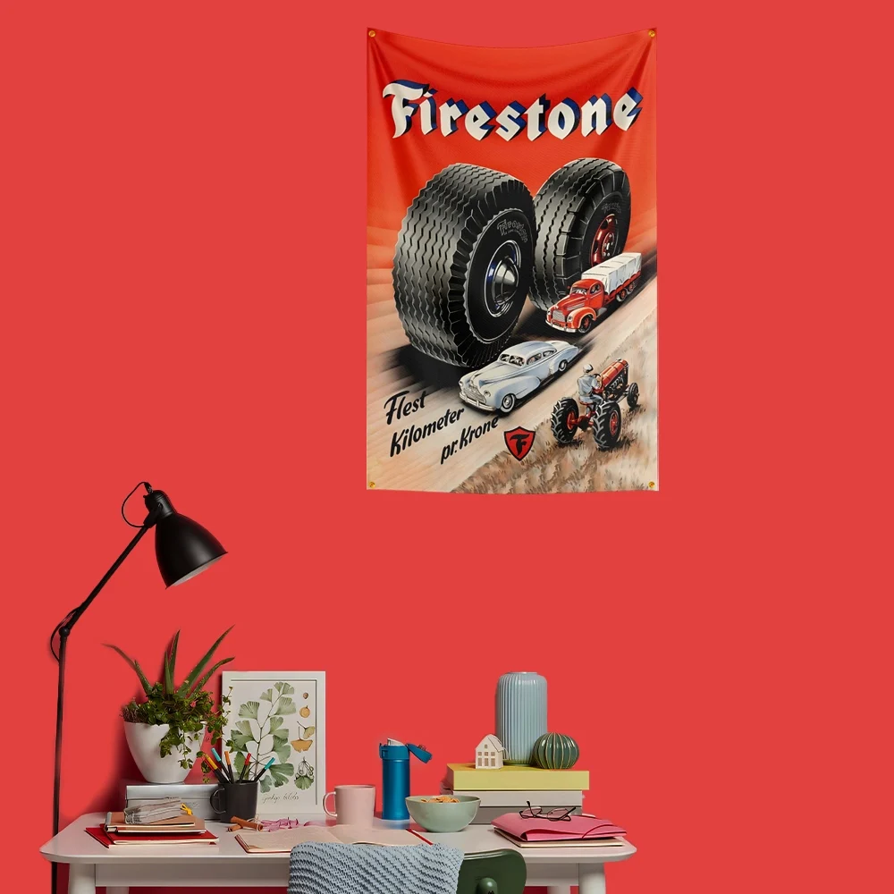 Firestone Tires Flag   Polyester Garage Wall Decor Banner For Car Fans