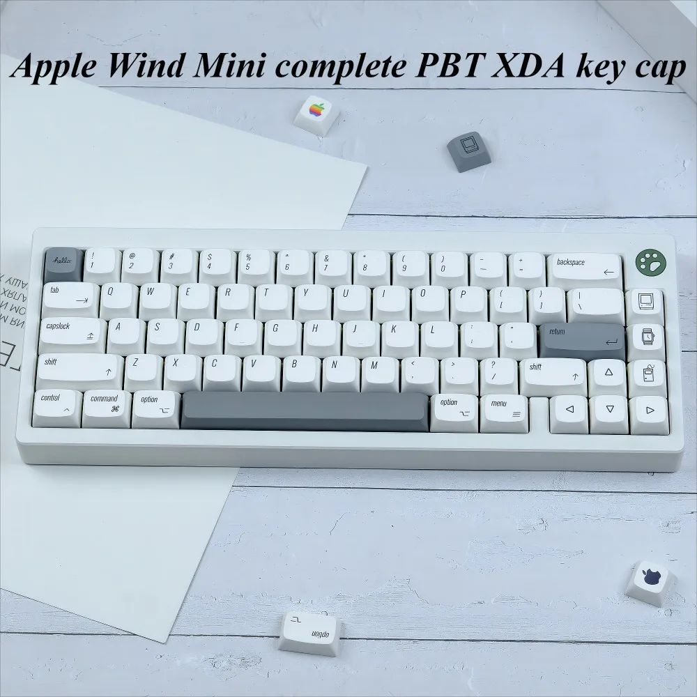 Apple style, small full set of PBT XDA height, keyboard keycaps, suitable for custom mechanical keyboard accessories